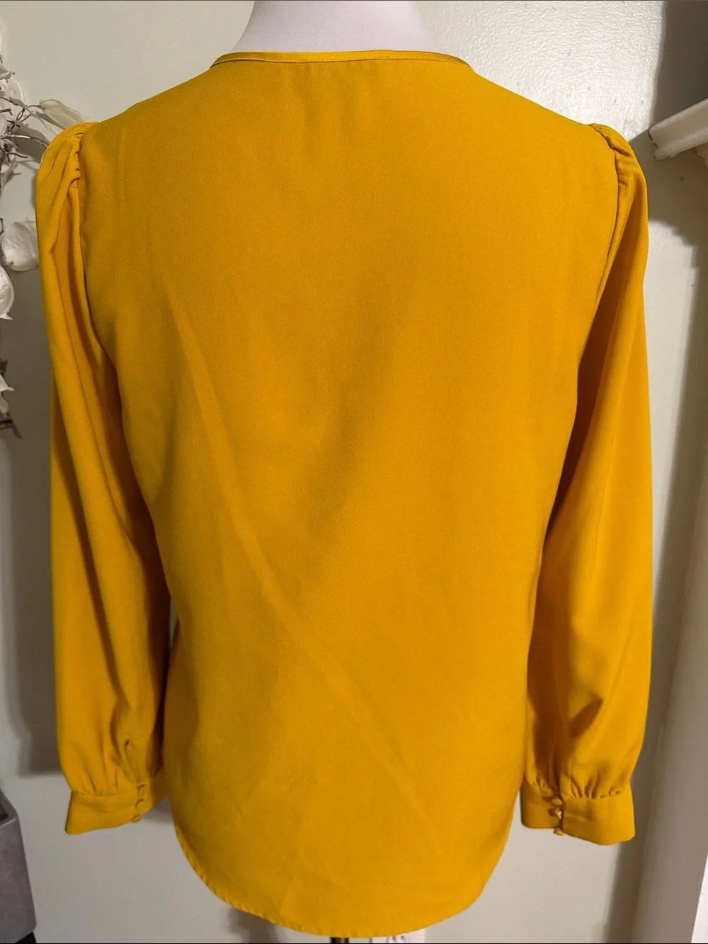 J. Crew Mustard Ruffle V-Neck Blouse